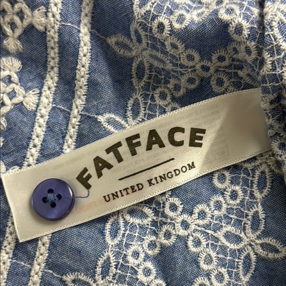 Fat Face The Serena Embroidered Blue Chambray Sleeveless Sundress Size Small - Picture 11 of 14